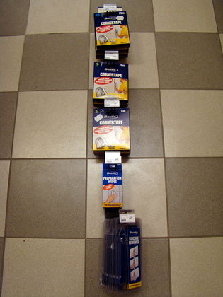 Exponeringsställ med cornertape & silicon remover