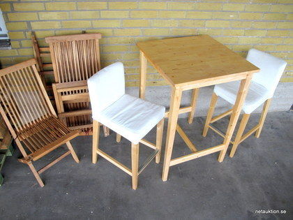 Barbord + stolar och teakstolar, IKEA/VEGA