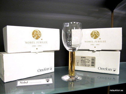 4st vitvinsglas, "Nobel", Gunnar Cyren, Orrefors