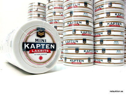 16st stockar vit portionssnus Mini Lakrits, Kapten
