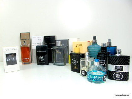 9st herrparfymer & 9st testparfymer, Lacoste, Bvlgari m.fl