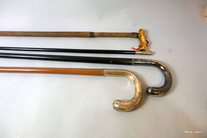 Promenadkäppar bl.a med silverskaft, 4st