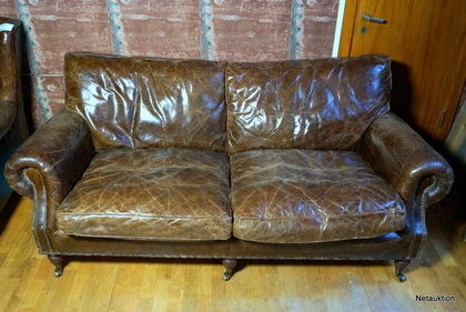 Skinnsoffa 3-sits, brunt skinn Balmoral Skinnsoffa 3-sits, brunt skinn Balmoral