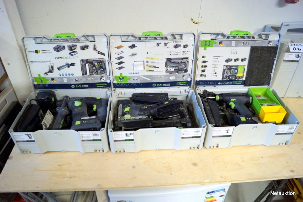 Netauktion - Festool maskinverktyg - Skruvdragare, Slagborr & Sticksåg