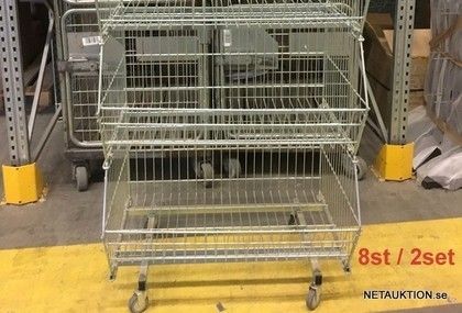 Trådkorgar på hjul. 8st/set om 2.