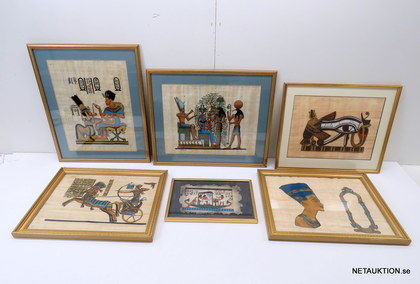 Papyrus målningar, 6st, Egypten