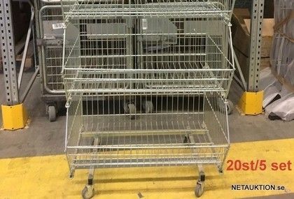 Trådkorgar på hjul. 20st/set om 5