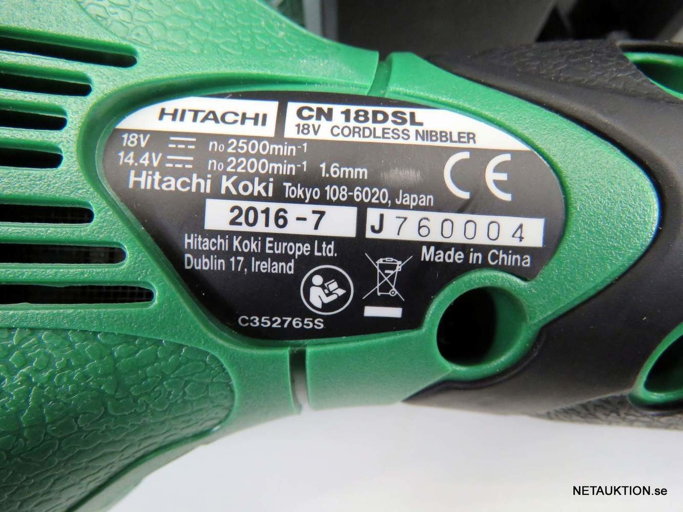 Netauktion Nibbler, Hitachi CN18DSL 18v (3x1,5Ah)