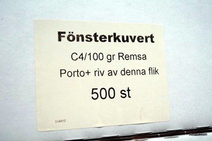 Fönsterkuvert C4, VP + Porto, 5500st