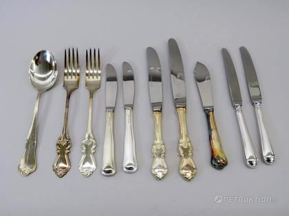 Silverbestick, olika modeller, 10 delar