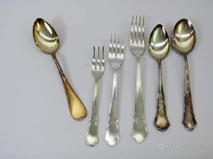 Silverbestick bl.a Chippendale, 6 delar