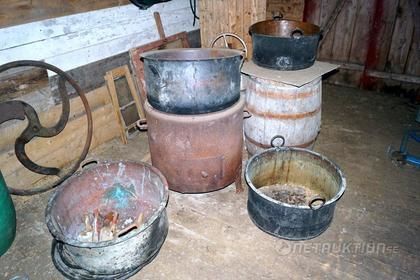 Kopparkärl & eldningstunna