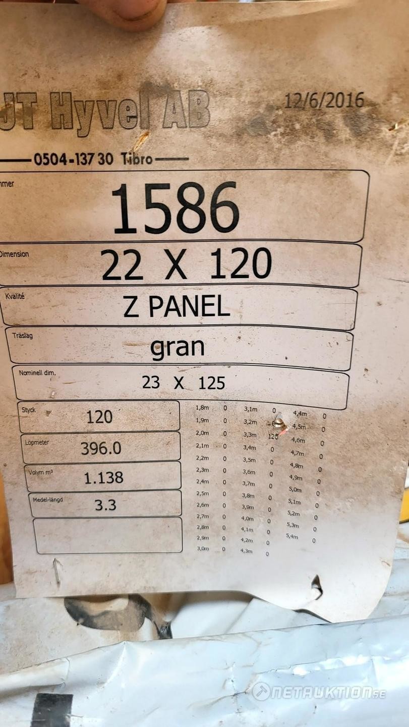 Netauktion Zpanel 22x120, ca 811lpm