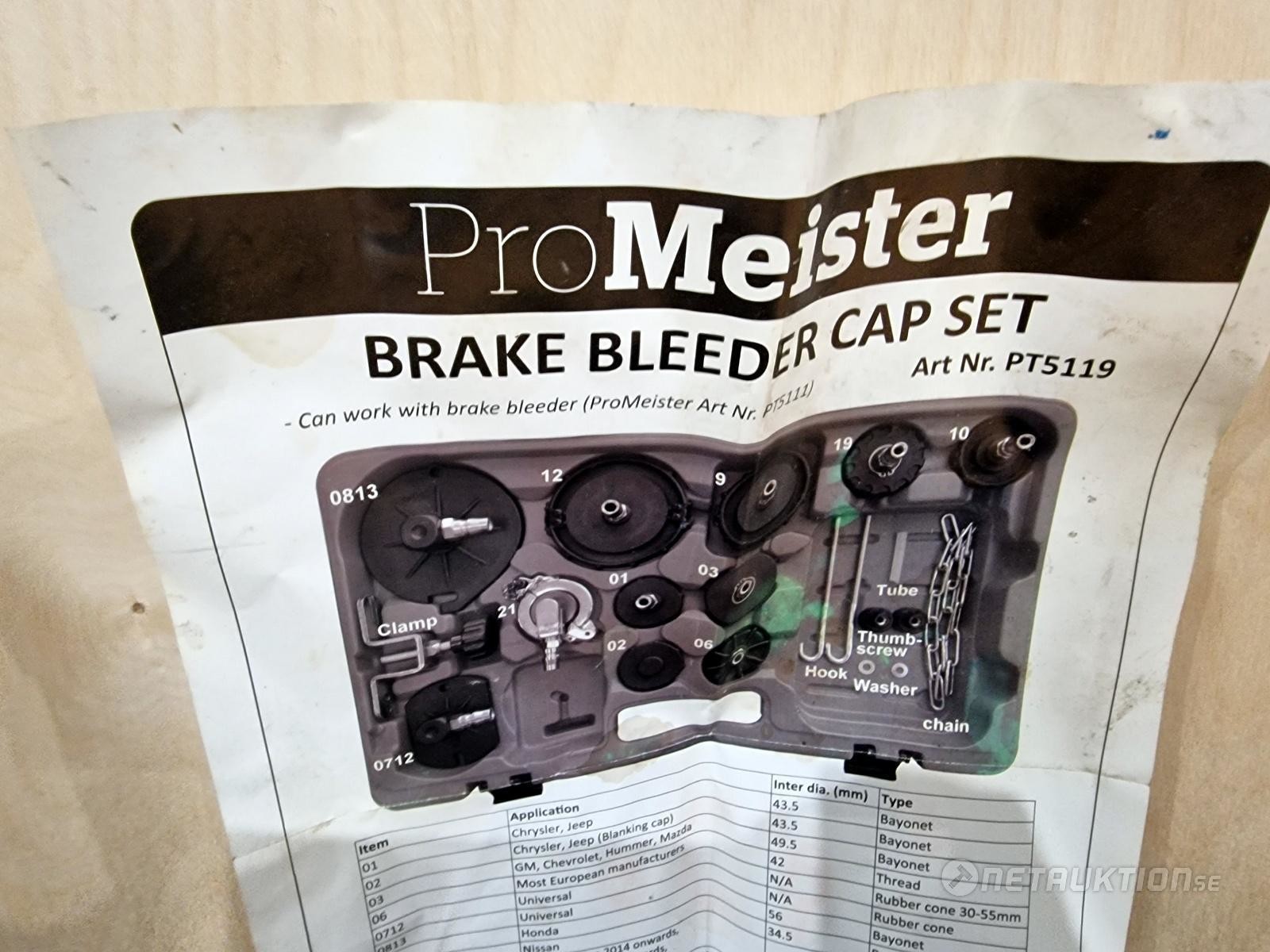 Netauktion Brake Bleeder Cap set, Promeister