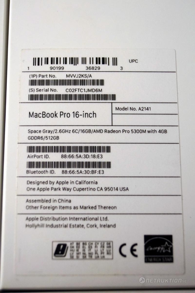 Netauktion - Macbook Pro 16" - A2141 - 2019