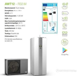 Luft/Vatten värmepump 12kw + AWT