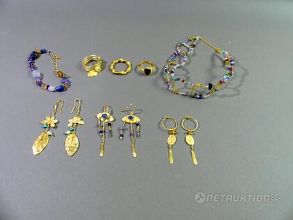 Silversmycken, 9 delar, ringar strl 61