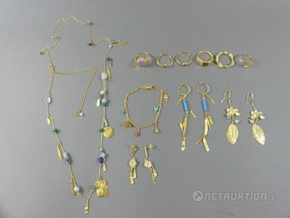 Silversmycken, 13 delar, ringar strl 59