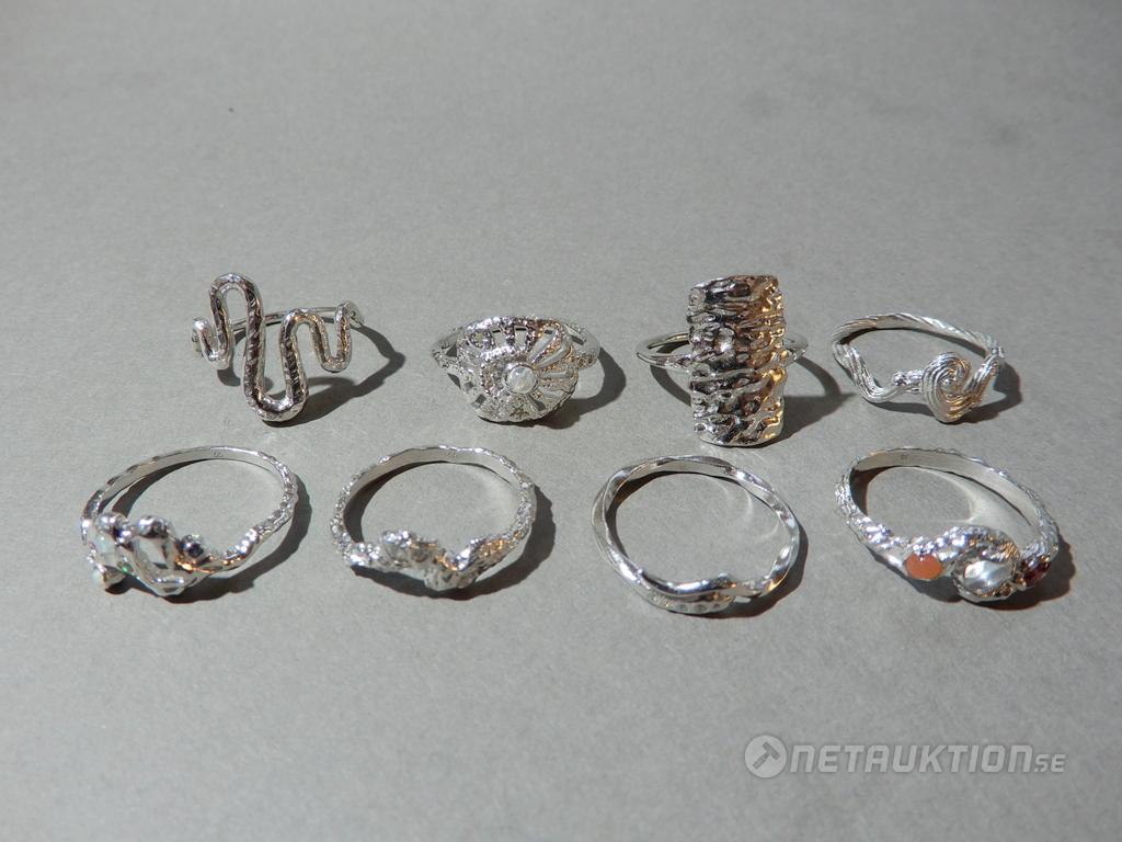 Netauktion Ringar i silver 8st, strl 55 — free download