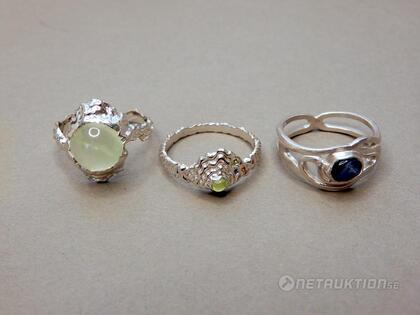 Ringar i silver, 3st, strl 55