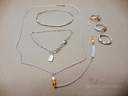 Silversmycken, 5 delar, ringar strl 49