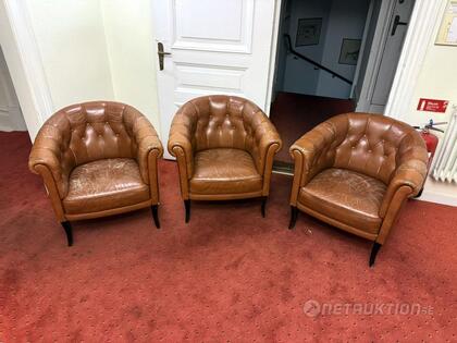 Clubfåtöljer i skinn, 3st