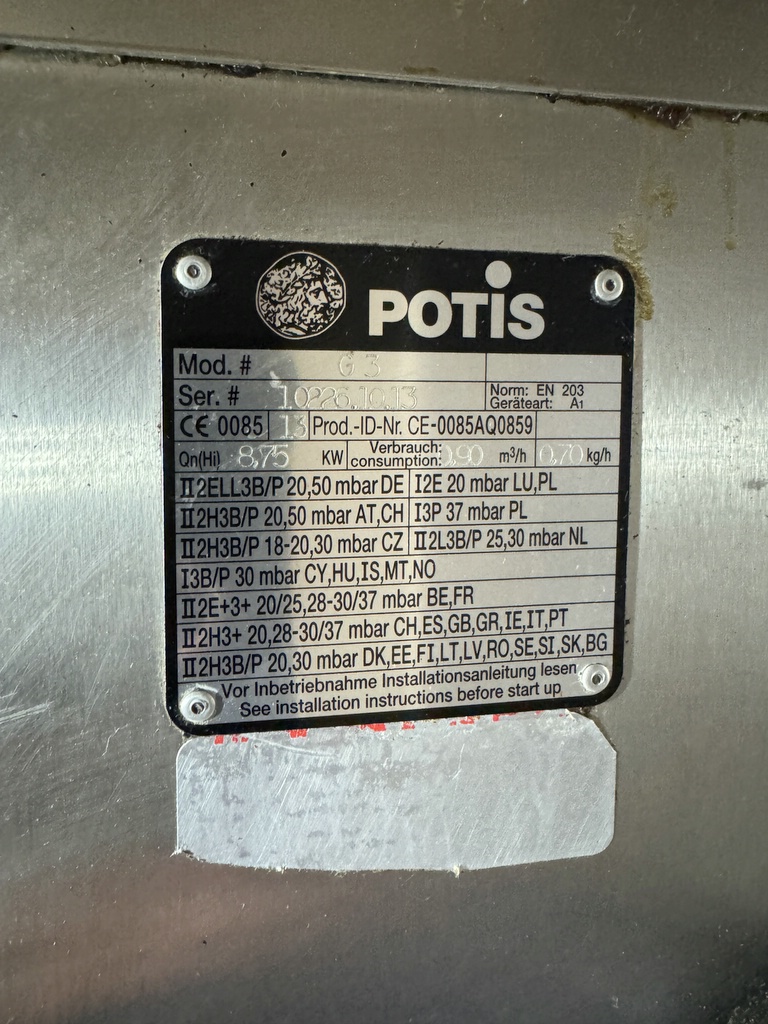 Gasdriven kebabgrill, Potis Gasdriven kebabgrill, Potis